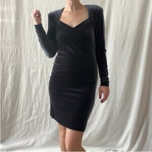 Vintage Betsy & Adam Sweetheart Neck Long Sleeve Velvet Mini Dress - S/M